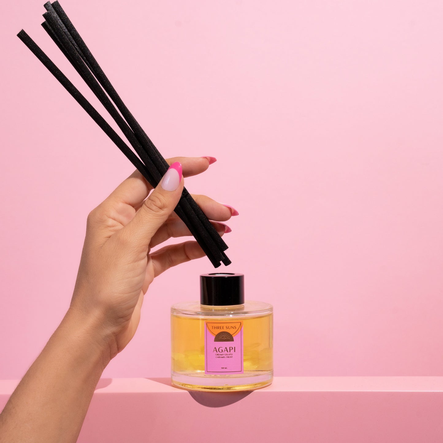 Agapi Rose Quartz Crystal Diffuser by Three Suns, sweet gelato and caramel scent for love and positivity, natural luxury aromatherapy diffuser Australia.