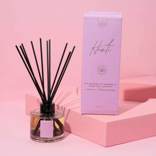 Hunti' | 100ml Diffuser of Tranquility | Camellia + Lotus Blossom-Diffuser-ThreeSuns