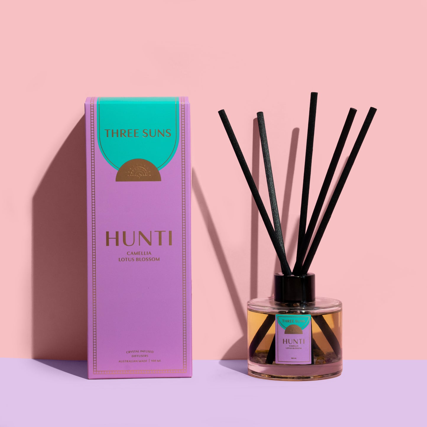 Hunti' | 100ml Diffuser of Tranquility | Camellia + Lotus Blossom