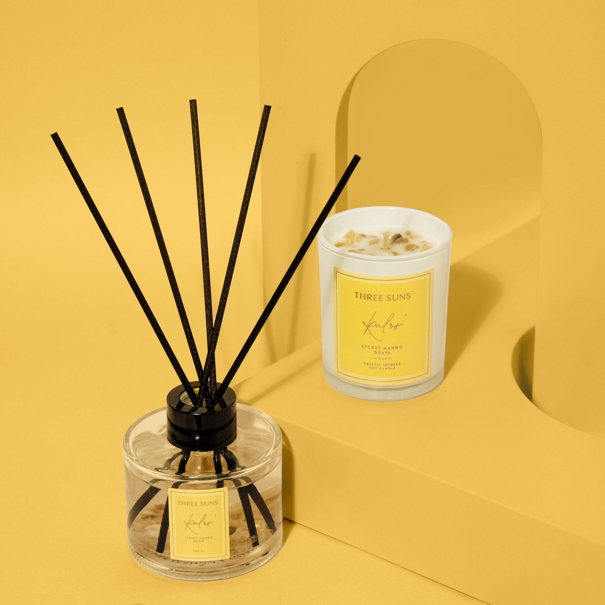 Kalos' | 100ml Diffuser of Prosperity | Lychee Mango + Guava - ThreeSuns