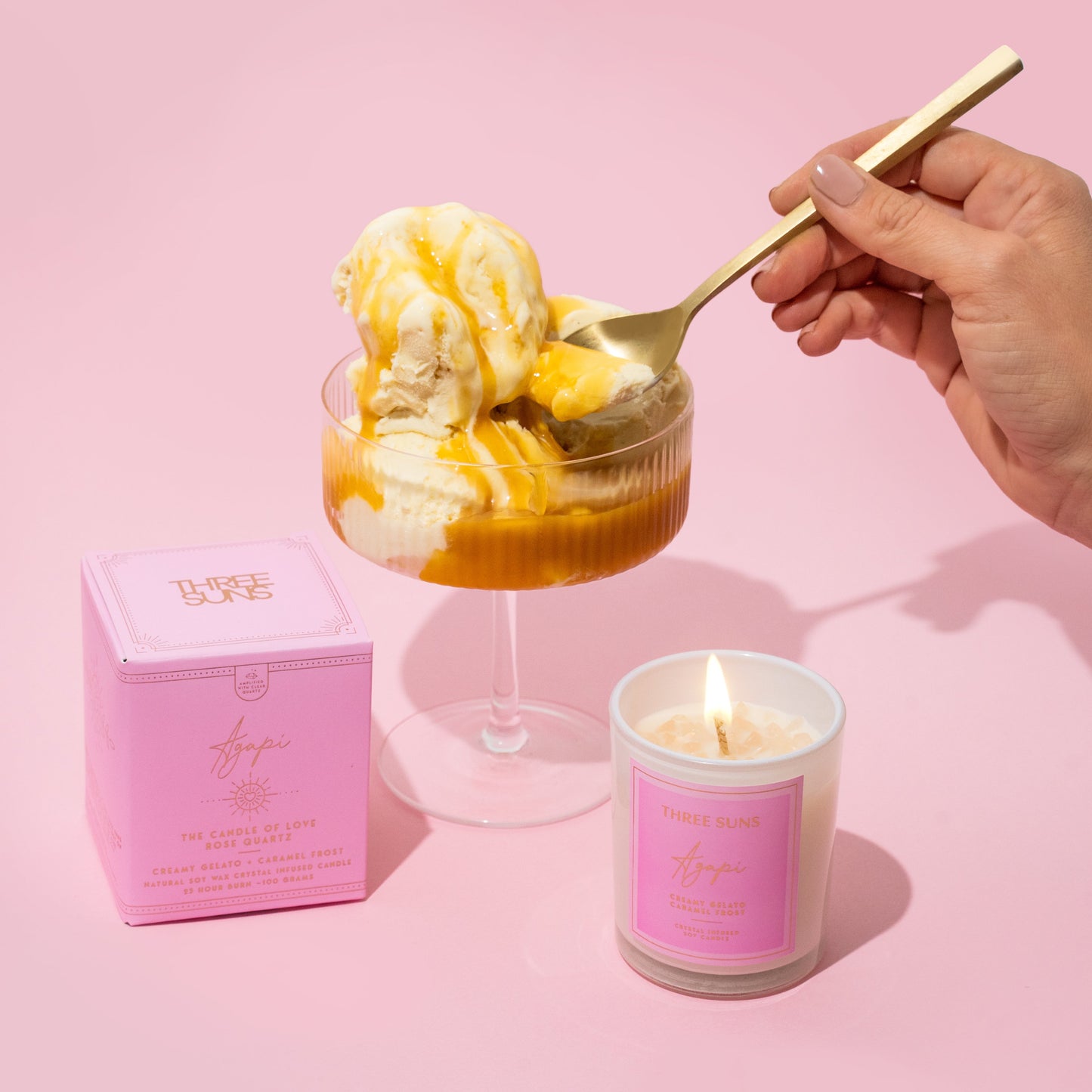 Agapi' | Mini Candle of Love | Creamy Vanilla Gelato & Caramel Frosting - ThreeSuns