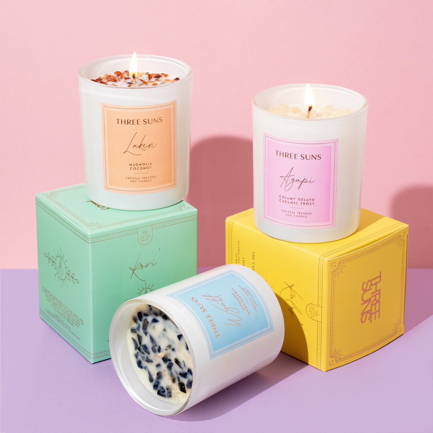 Agapi' | Crystal Infused Candle of Love | Creamy Vanilla Gelato & Caramel Frost