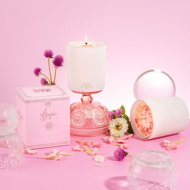 Agapi' | Crystal Infused Candle of Love | Creamy Vanilla Gelato & Caramel Frost