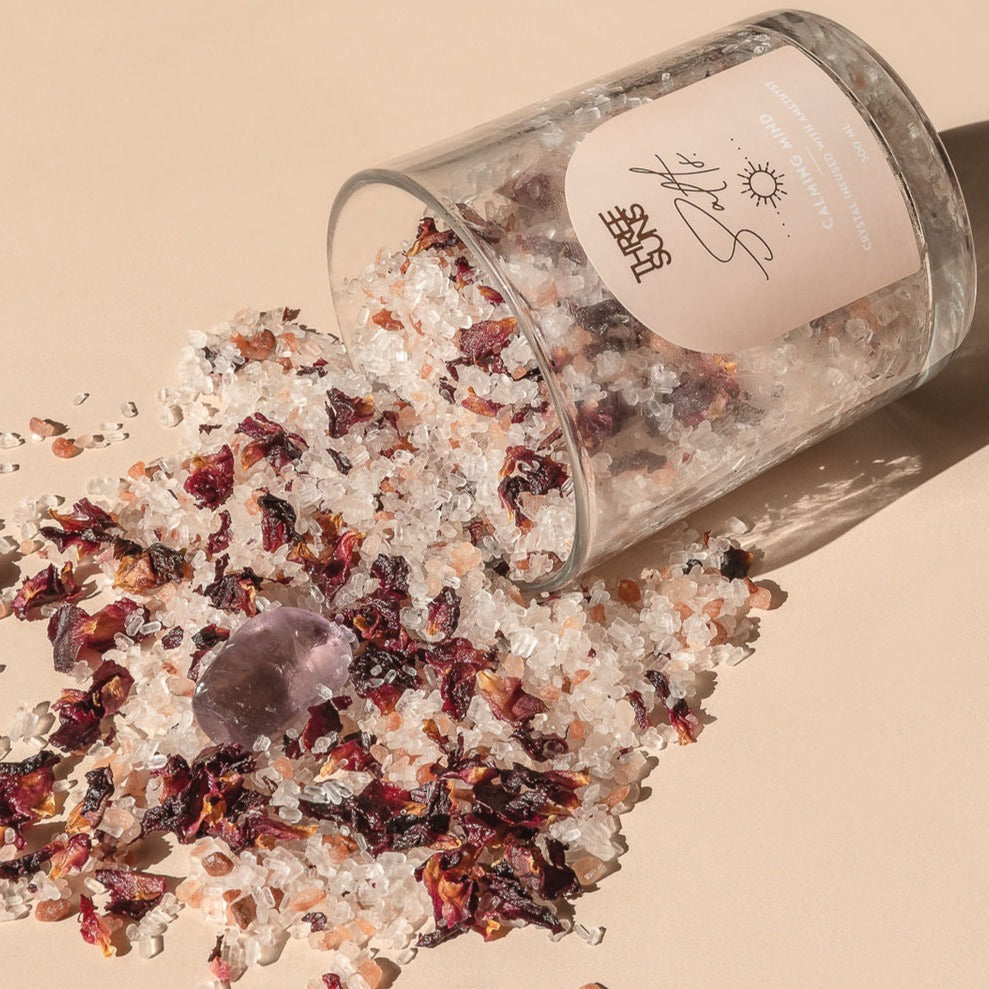 Bath Salts - Calming Mind | Lavender + Amethyst Crystal Infused Bath Salts